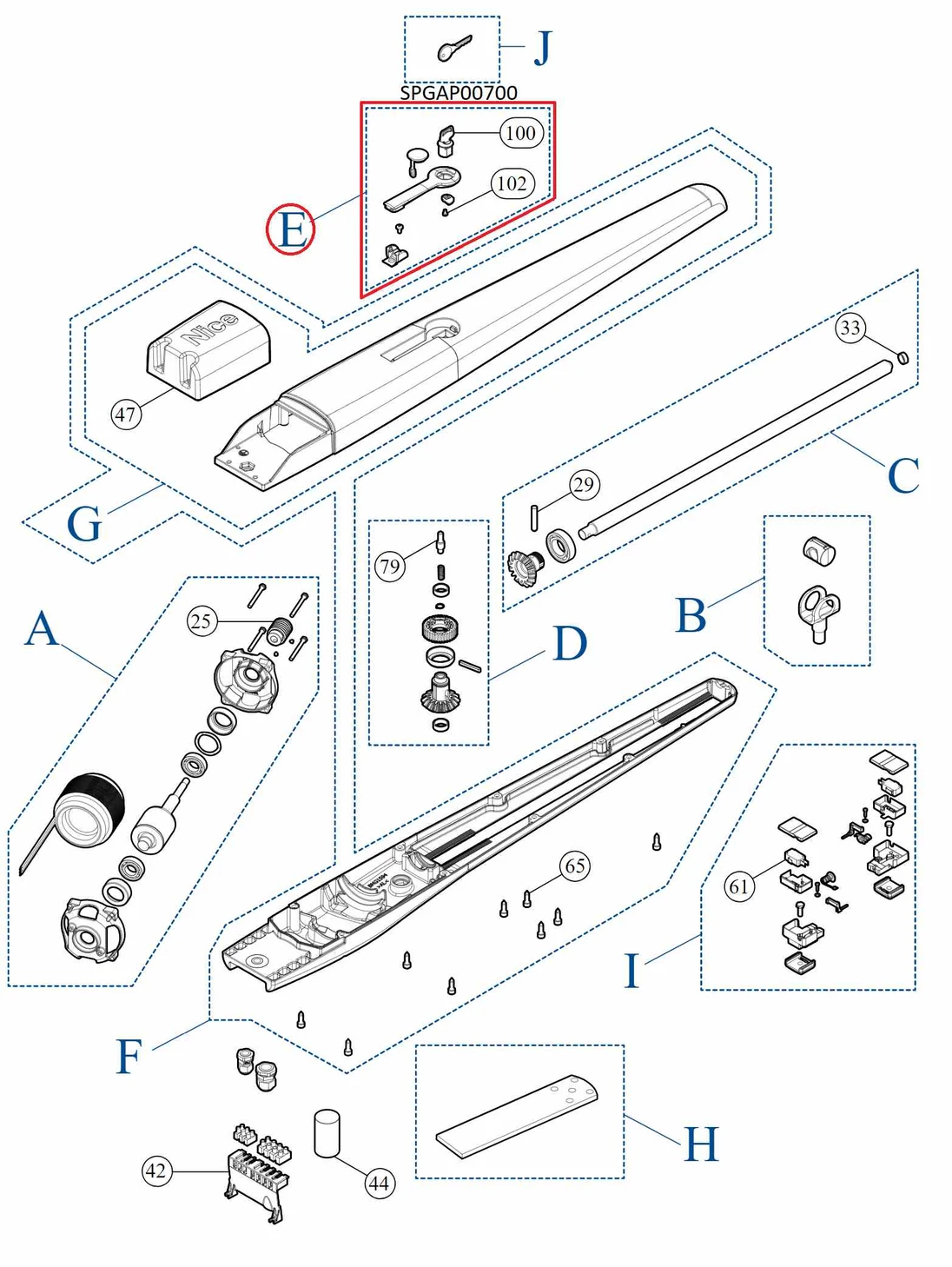 SPGAP00700 kit zajišťovacího mechanismu zámku TOONA