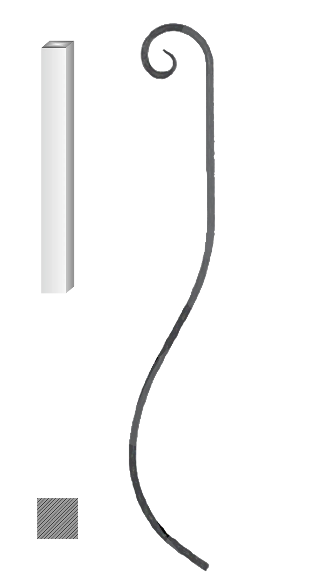 Tyč 12 x 12 mm, 1000 x 170 mm