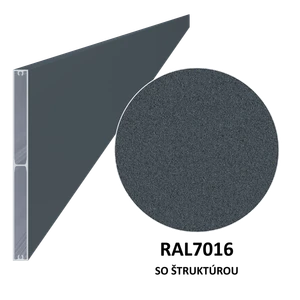 Al profil 200 x 16 x 6000 mm, lak se strukturou RAL 7016 - slide 0