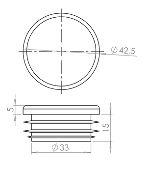 Vnitřní krytka kulatá ø 42,4 mm plastová, šedá - slide 3
