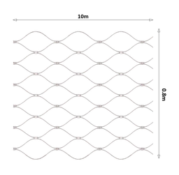Lanková sieť, 0,8 x 10 m, oko 50 x 50 mm, ø 2 mm, AISI 316