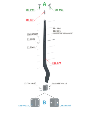 Kombinovaný Fe vypaľovaný stĺp, bočné kotvenie, 8-dierový - slide 1