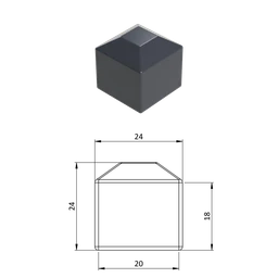 Vnější krytka 20 x 20 mm, plastová PE, antracit