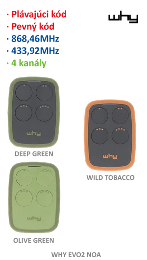 Vysielač Evo2 NOA 4-kanál, 433/868 MHz, tabak - slide 0