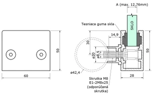 Svorka koncová, sklo 8 - 12,76 mm, brúsená AISI 304 - slide 3