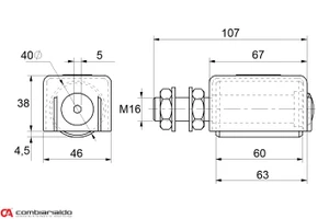 Nylonový vodiaci valček ø 40 x 60 mm, M16 pre horné vedenie - slide 1