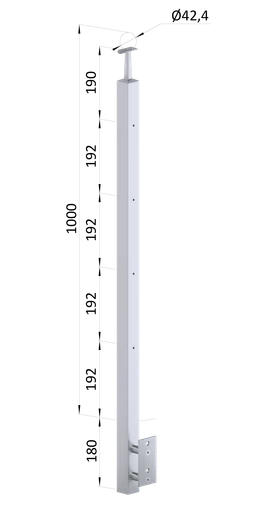 Nerezový sloup, boční kotvení, 4řadový M6, vnitřní