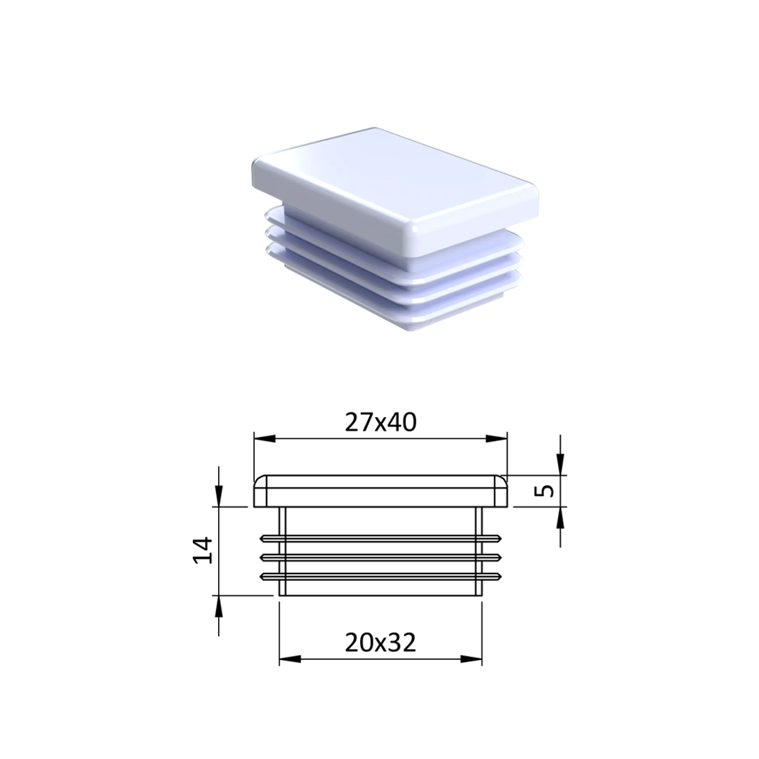 Krytka plastová 27 x 40 mm