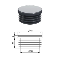 Vnitřní krytka kulatá ø 48 mm, plastová, antracit