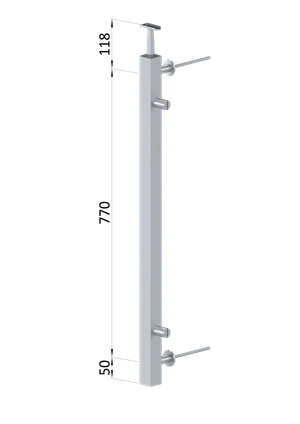 Nerezový sloup fr. balkon, boční kotvení, výplň: sklo, pravý - slide 3