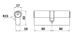 Cylindrická vložka EURO 40/40 mm, mosadzná, 3 kľúče - slide 1