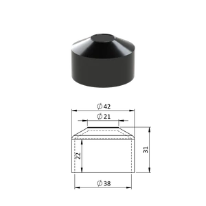 Vnější krytka kulatá ø 38 mm, plastová PE, černá - slide 0