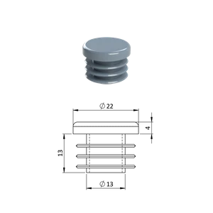 Vnútorná krytka guľatá ø 22 mm, plastová, sivá - slide 0