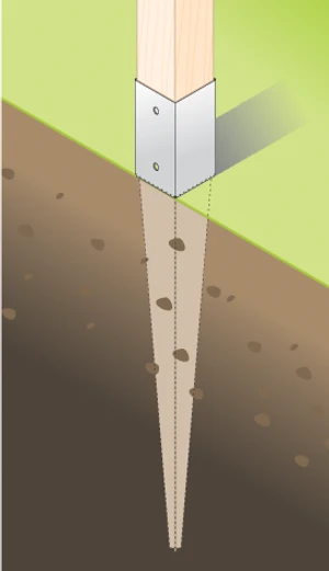 Zemní vrut, zatloukací patka, 101 x 150 mm, žárový pozink - slide 1