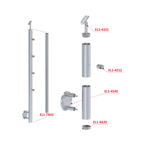Nerezový sloup, boční kotvení, 4řadový průchozí - slide 2