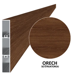 Poškodený Al profil 80 x 16 x 6000 mm, lak so štruktúrou ORECH