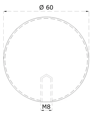 Koule dutá se závitem M8 / ø 60 mm, broušená nerez AISI 304 - slide 1