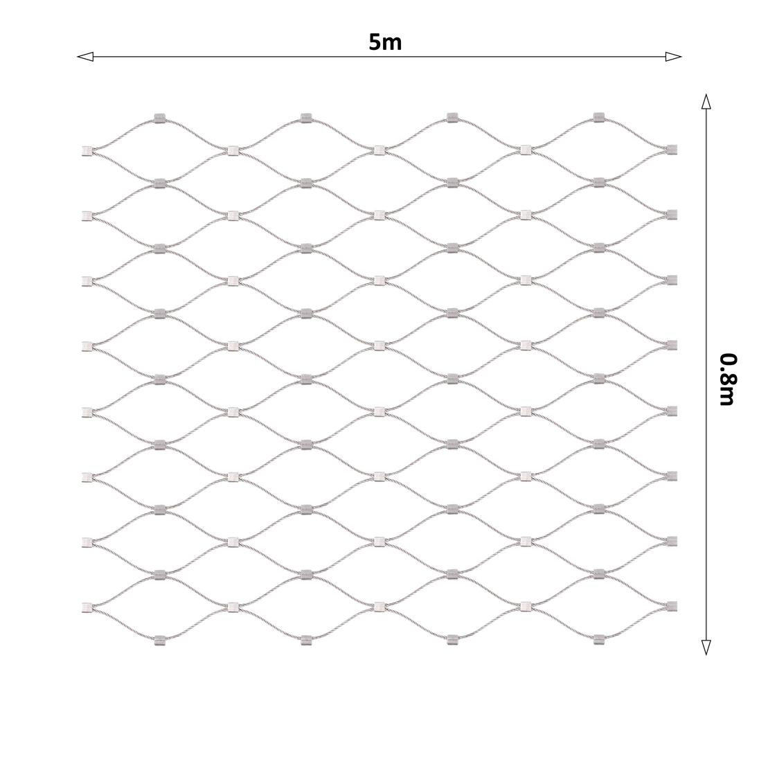 Lanková sieť, 0,8 x 5 m, oko 50 x 50 mm, ø 1,5 mm, AISI 316