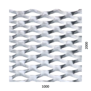 Tahokov Zn kosočtvorcové oko: 62 x 25 mm, můstek: 9 mm (1000x2000 x 1,5 mm) - slide 1