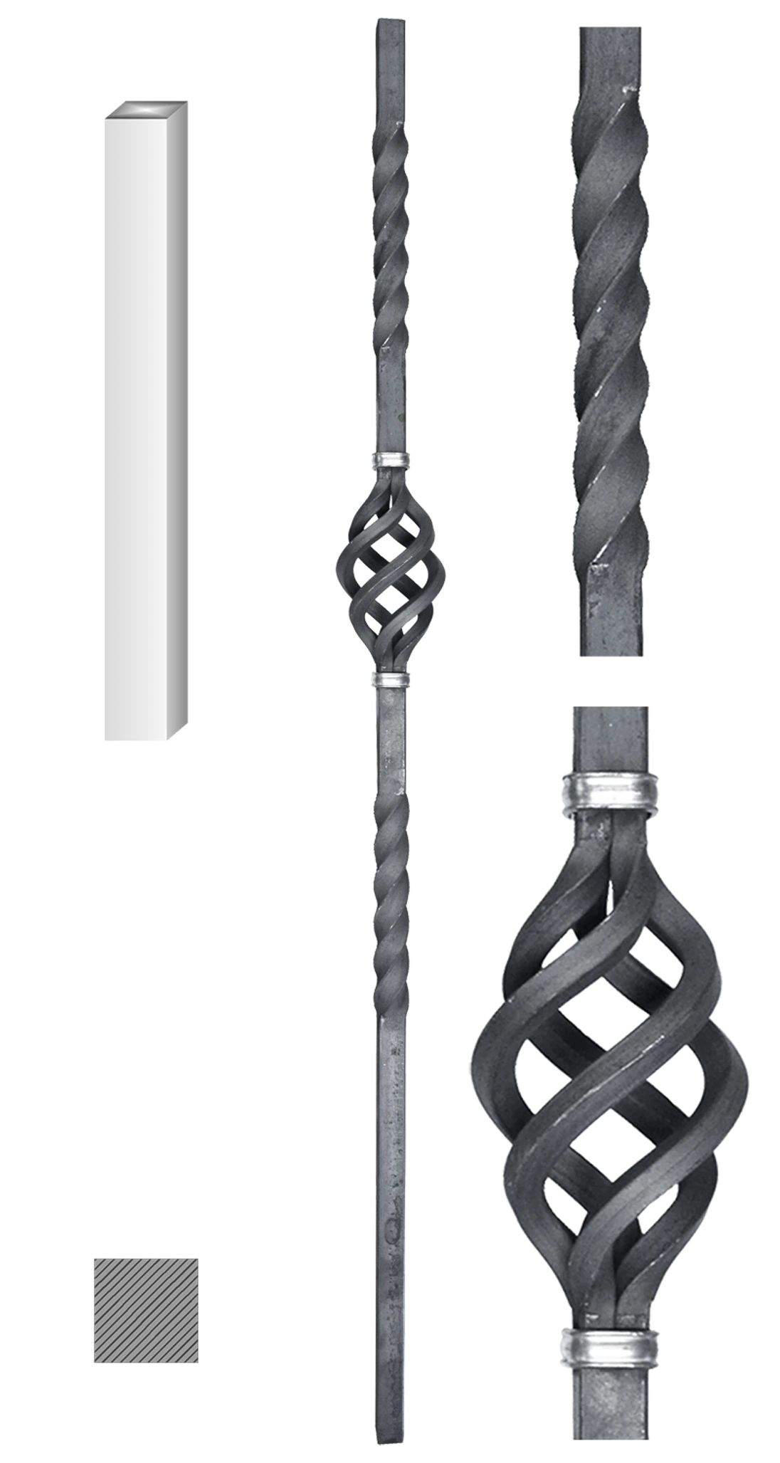 Tyč zábradlí 25 x 25 mm, L = 1300 mm