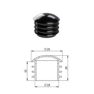Vnútorná krytka guľatá ø 25 mm, plastová, čierna - slide 0