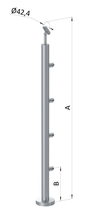 Nerezový sloup, vrchní kotvení, 4řadový, průchozí - slide 0