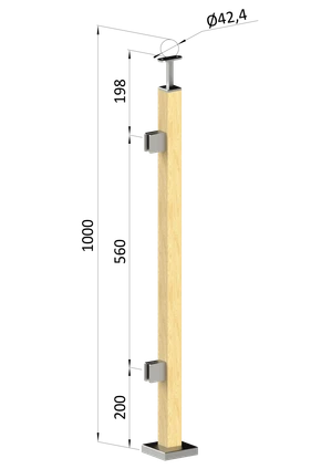Drevený stĺp, vrchné kotvenie, výplň: sklo, ľavý - slide 0