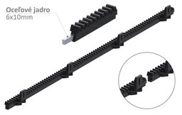 Hrebeň nylon 26 x 19 x 1000 mm, Fe jadro 6 x 10 mm, 400 kg