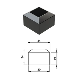 Vonkajšia krytka 30 x 30 mm, plastová PE, čierna