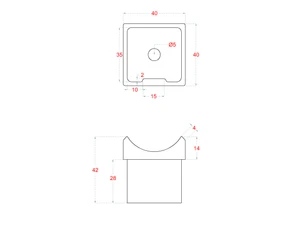 Držák madla, na jekl 40 x 40 mm, broušená nerez AISI 304 - slide 3