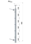 Nerezový sloup, fr. balkón, boční kotvení, 5děrový, levý
