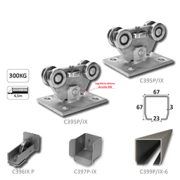 PICCOLO samonos do 300 kg/4,5 m, profil 67 x 67 x 3 mm, nerez
