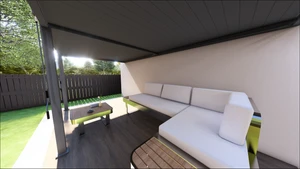 Bioklimatická pergola, hliníková 3 x 6 m, montovaná o stenu - slide 4