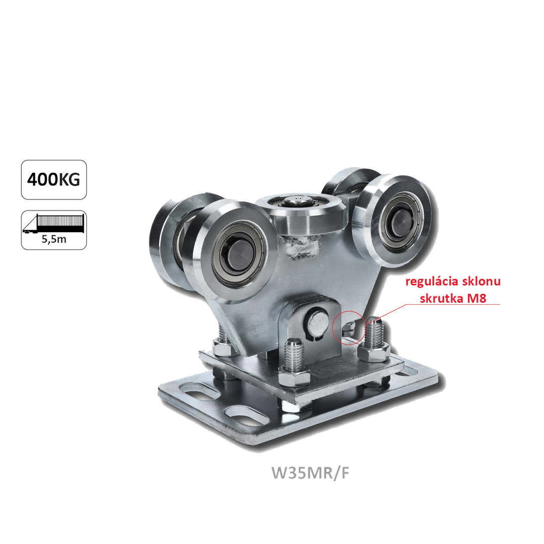 Vozík do 400 kg, nastaviteľný, profil 80 x 80 mm, pozink