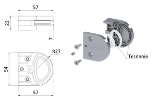 ZAMAK svorka skla plochá, pro sklo 8–10 mm, slitina Al/Zn - slide 3