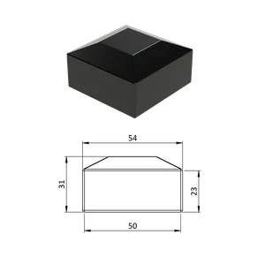 Vonkajšia krytka 50 x 50 mm, plastová PE, čierna - slide 0