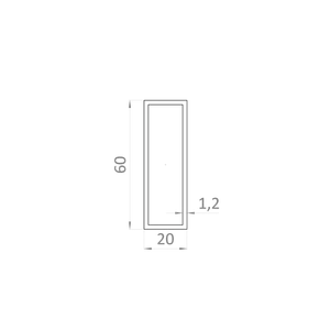 Jekl 60x20x1.2mm, L-6000mm, hliník bez povrchové úpravy - slide 1