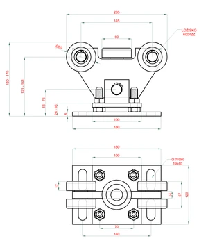 Vozík do 200 kg, nastaviteľný, profil 70 x 70 mm - slide 2