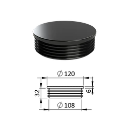 Vnitřní krytka kulatá ø 120 mm, plastová, černá