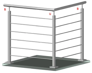 Nerezový sloup, vrchní kotvení, 6děrový rohový - slide 1