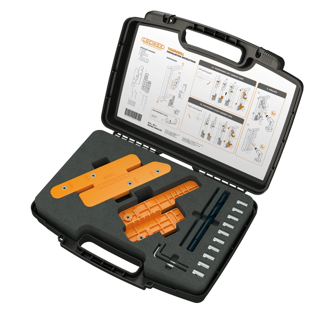 LOCINOX® TIGERDRILL - instalační sada s šablonami a vrtáky pro brány Tiger