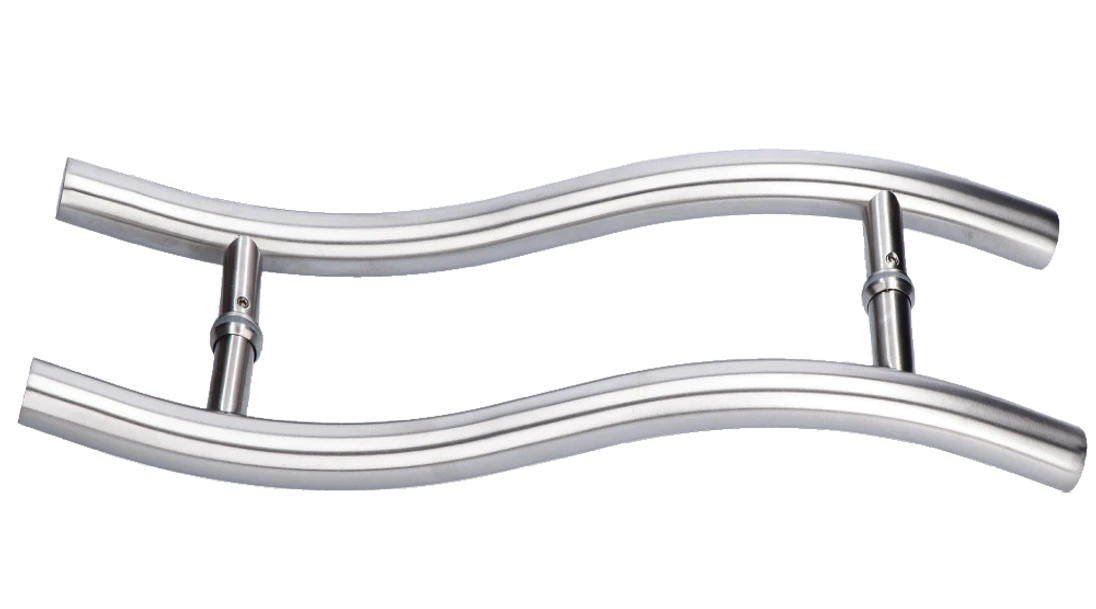 Madlo na dvere, L = 475 mm, sklo 8 - 12 mm, brúsená AISI 304