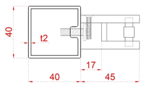 Nerezový stĺp, bočné kotvenie, výplň: sklo, pravý - slide 7