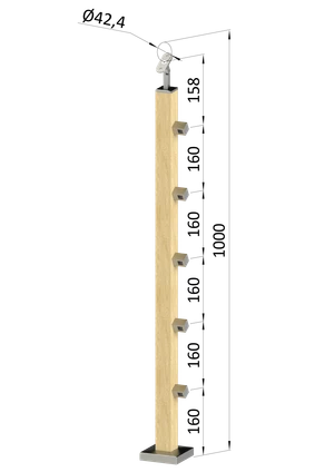 Drevený stĺp, vrchné kotvenie, 5-radový, priechodný - slide 0