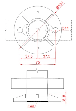 Nerezový sloup, vrchní kotvení, bez výplně - slide 6