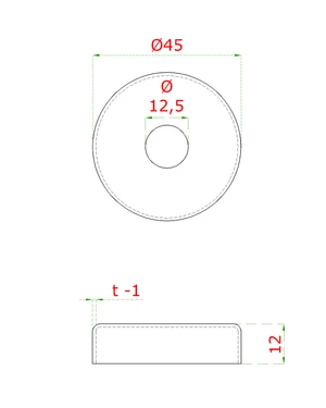 Kryt ø 45 mm na trubku ø 12 mm, brúsená nerez AISI 304 - slide 1