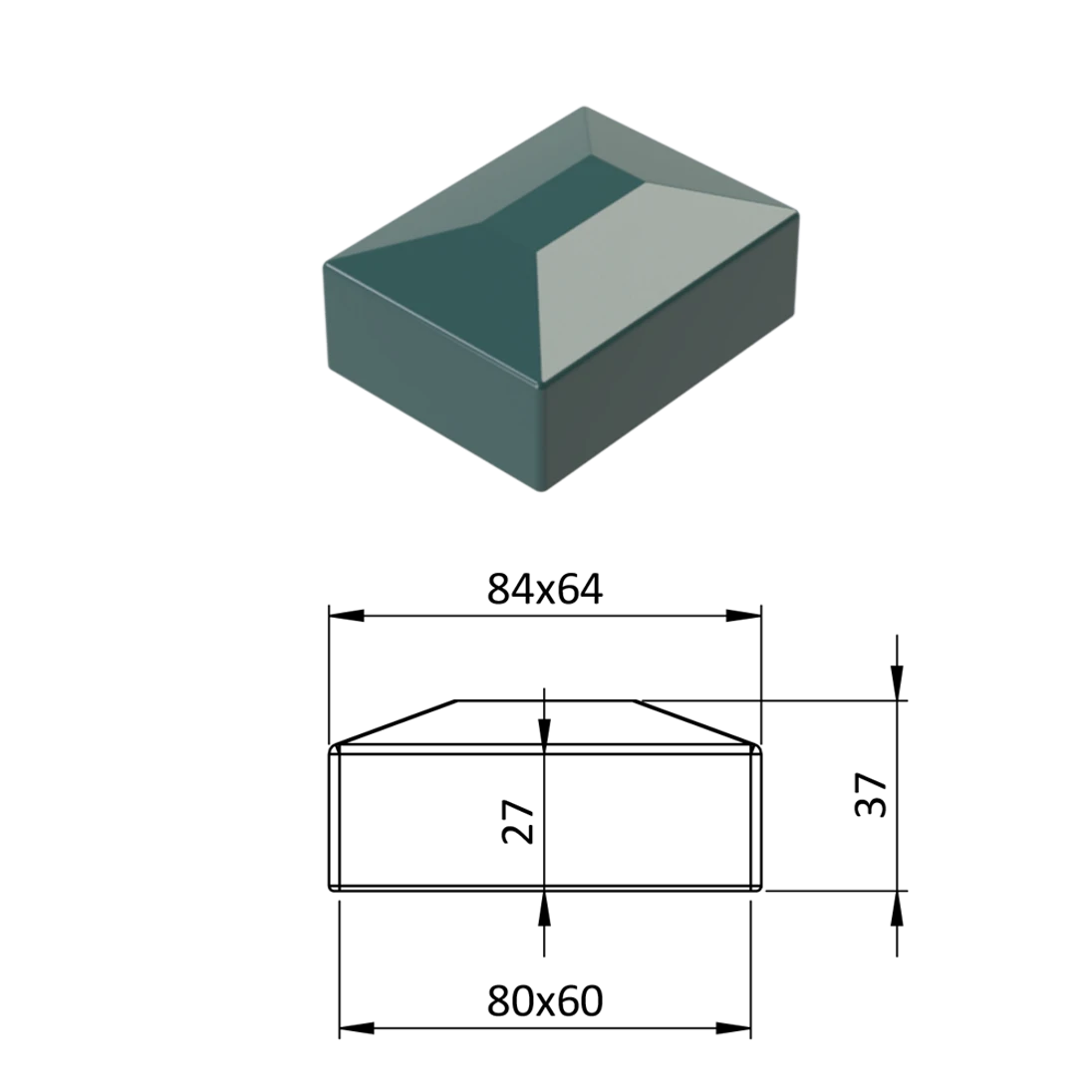 Vnější krytka 60 x 80 mm, plastová PE, zelená