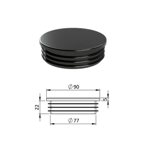 Vnútorná krytka guľatá ø 90 mm, plastová, čierna - slide 0
