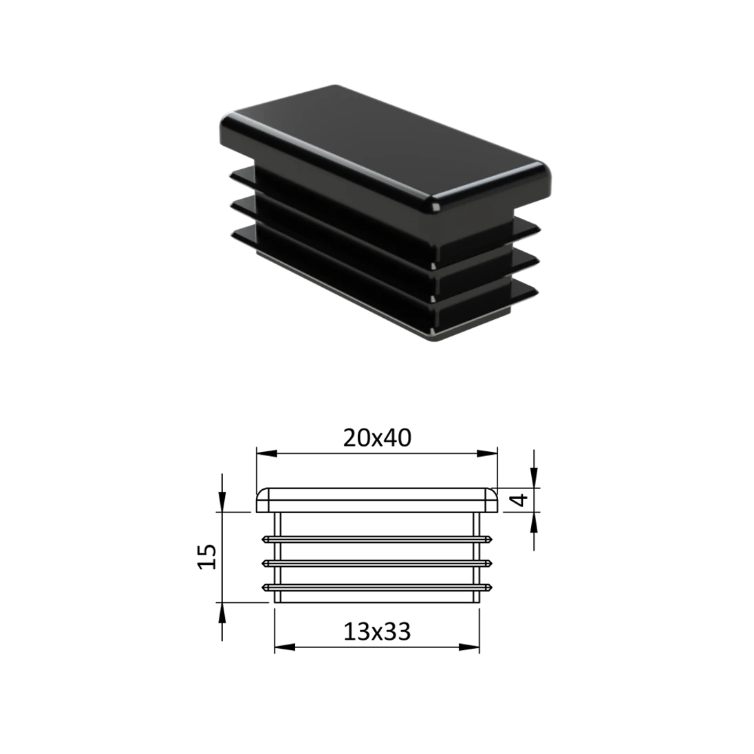 Krytka plastová 20 x 40 mm