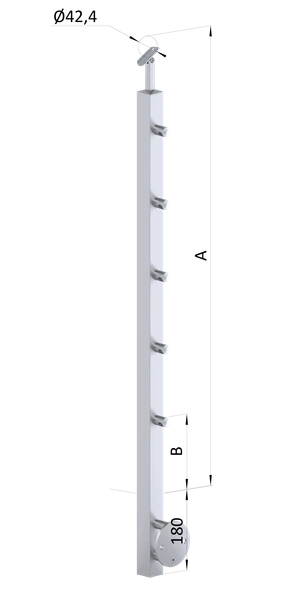 Nerezový sloup, boční kotvení, 5řadový průchozí, vnitřní - slide 0